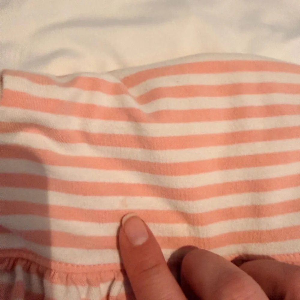 Hanna Andersson Girls Tiered Dress Size 140 or 10 Pink White Striped Ruffles